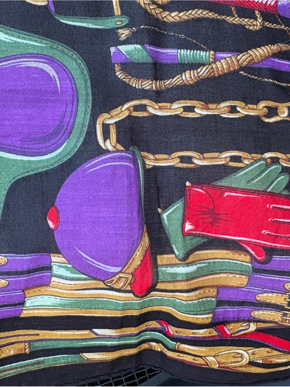 Vintage Celine Paris Silk Scarf Equestrian Belt Bridle Print - Picture 3 of 7